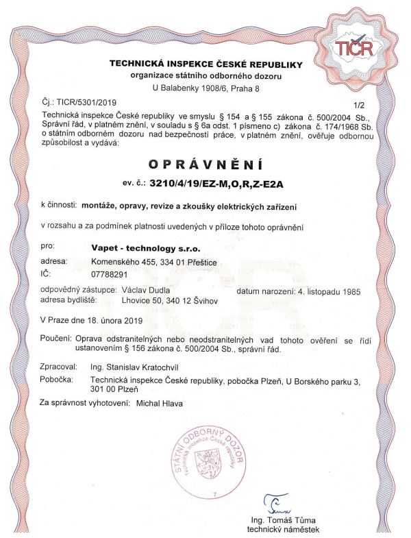 certifikát